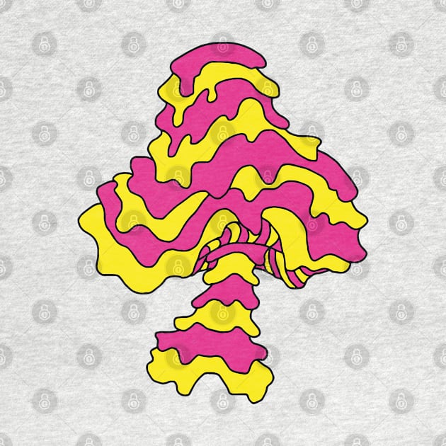 The Perfect Mushroom: Exotic Trippy Drippy Wavy Pink and Yellow Stripes Contour Lines by Ciara Shortall Art